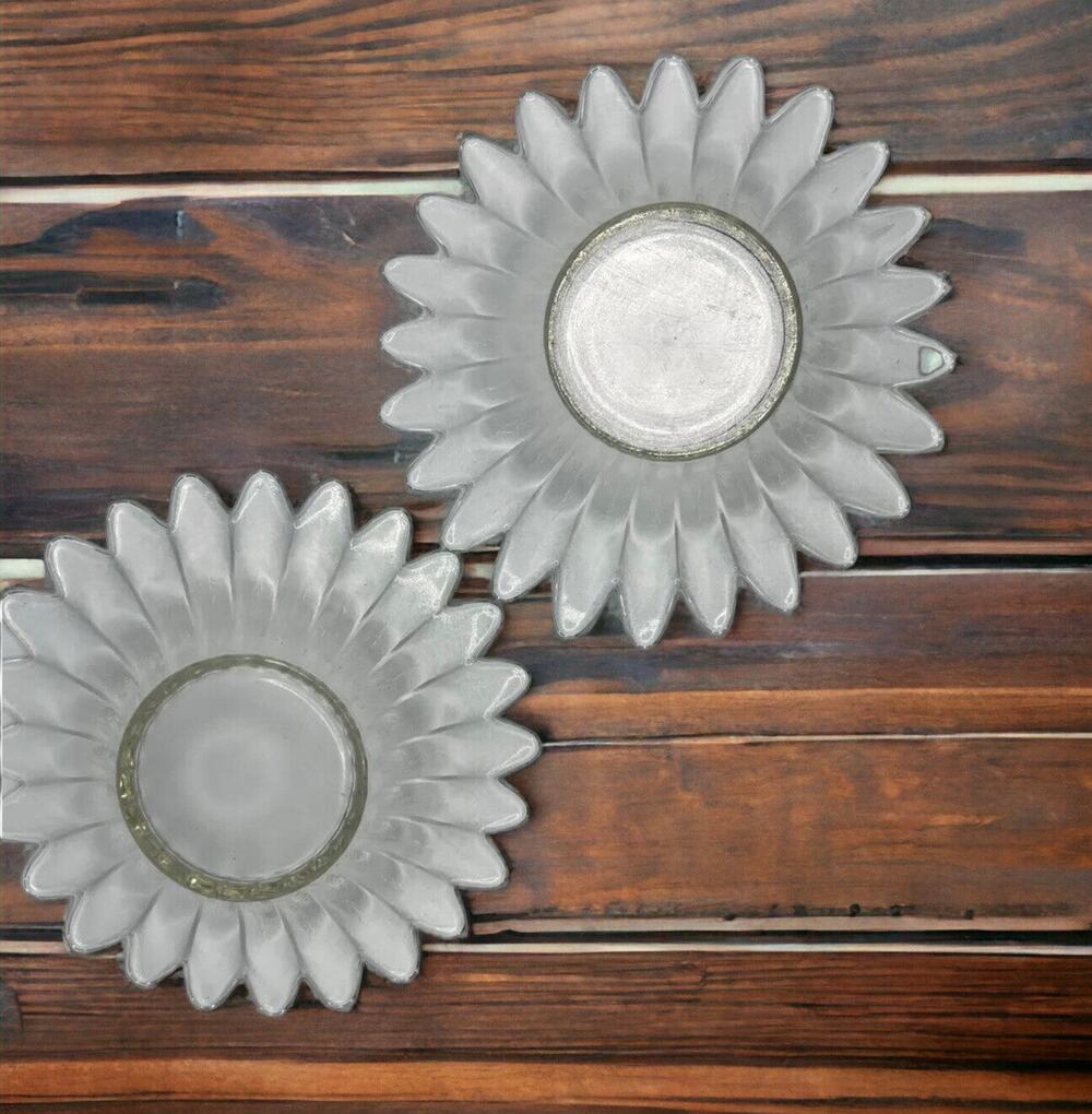 Vintage 2 Cristal Clear Flared Ruffled Glass Votive Candle Trinket Glass Bowl